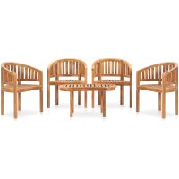 Loungegrupp för trädgården 5 delar bananformad massivt teakträ vidaXL
