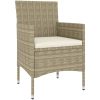 Loungegrupp för trädgården 5 delar konstrotting beige vidaXL – miniatyr 3
