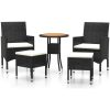 Loungegrupp för trädgården 5 delar konstrotting svart vidaXL – miniatyr 2