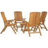 Loungegrupp för trädgården 5 delar massiv teak vidaXL – miniatyr 3