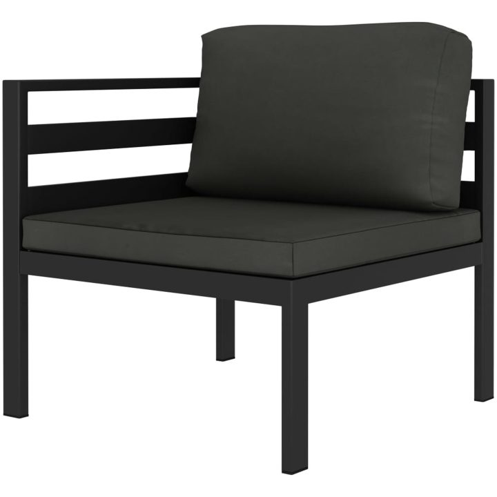 Loungegrupp för trädgården 5 delar med dynor aluminium antracit vidaXL – bild 7