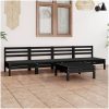 Loungegrupp för trädgården 5 delar svart massiv furu vidaXL – miniatyr 1