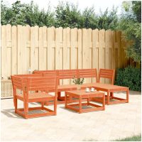 Loungegrupp för trädgården 5 delar vaxbrun massiv furu vidaXL