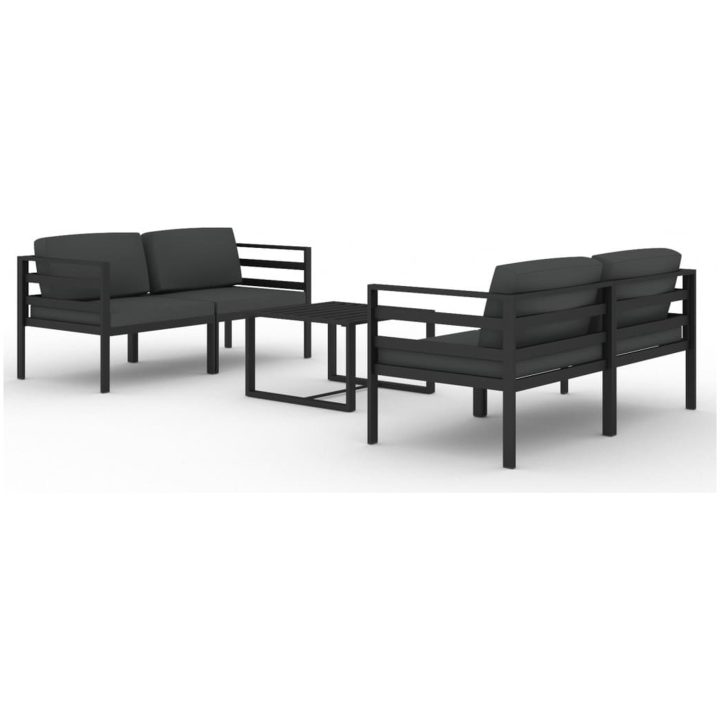Loungegrupp för trädgården 5delar med dynor aluminium antracit vidaXL – bild 2