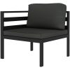 Loungegrupp för trädgården 5delar med dynor aluminium antracit vidaXL – miniatyr 3