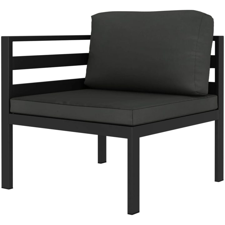 Loungegrupp för trädgården 5delar med dynor aluminium antracit vidaXL – bild 3
