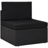 Loungegrupp för trädgården 6 delar konstrotting svart vidaXL – miniatyr 2