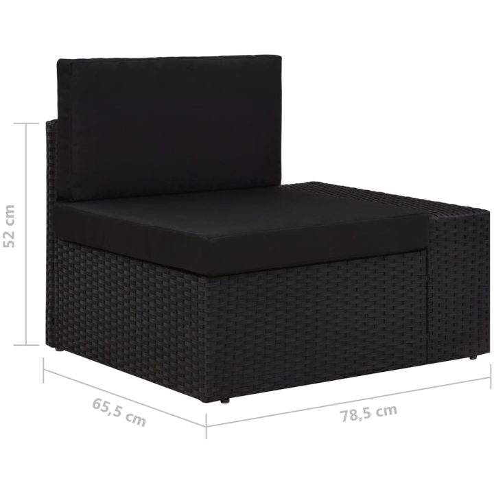 Loungegrupp för trädgården 6 delar konstrotting svart vidaXL – bild 12