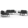 Loungegrupp för trädgården 6 delar med dynor aluminium antracit vidaXL – miniatyr 2