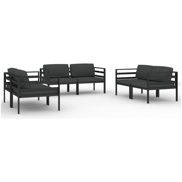 Loungegrupp för trädgården 6 delar med dynor aluminium antracit vidaXL – bild 2