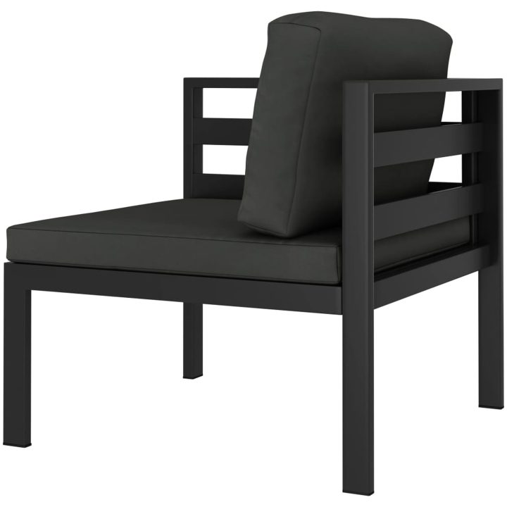 Loungegrupp för trädgården 6 delar med dynor aluminium antracit vidaXL – bild 6