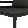 Loungegrupp för trädgården 6 delar med dynor aluminium antracit vidaXL – miniatyr 8