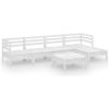 Loungegrupp för trädgården 6 delar vit massiv furu vidaXL – miniatyr 2