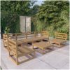 Loungegrupp för trädgården 7 delar honungbrun massiv furu vidaXL – miniatyr 1