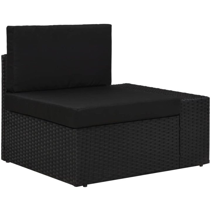 Loungegrupp för trädgården 7 delar konstrotting svart vidaXL – bild 5