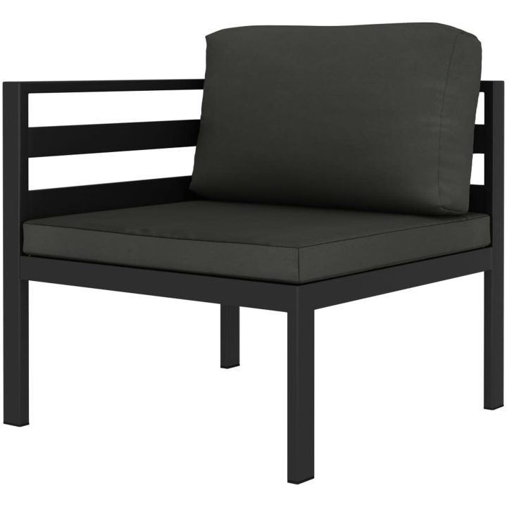 Loungegrupp för trädgården 7 delar med dynor aluminium antracit vidaXL – bild 5
