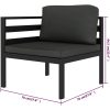 Loungegrupp för trädgården 7 delar med dynor aluminium antracit vidaXL – miniatyr 6