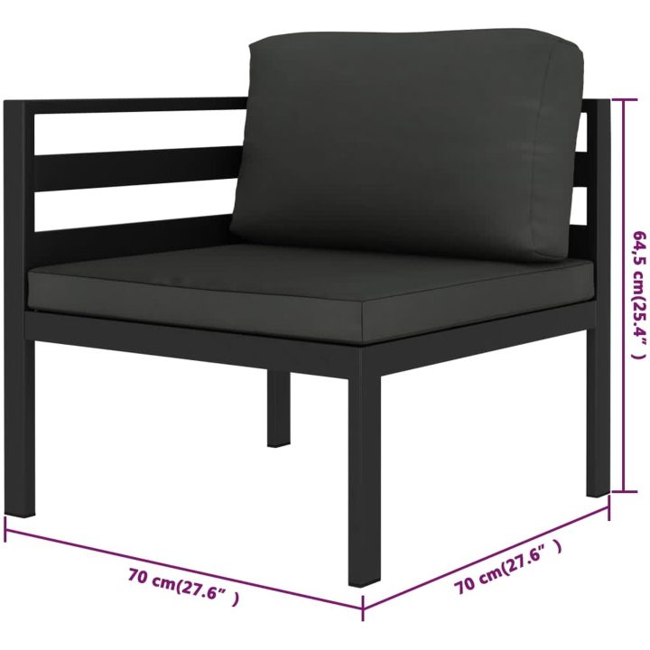 Loungegrupp för trädgården 7 delar med dynor aluminium antracit vidaXL – bild 6