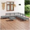 Loungegrupp för trädgården 8 delar grå massiv furu vidaXL – miniatyr 1