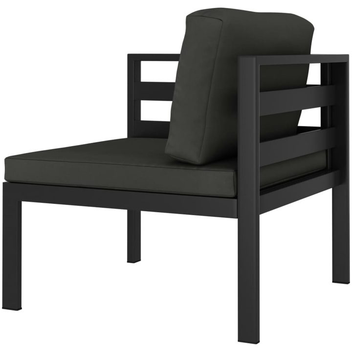 Loungegrupp för trädgården 8 delar med dynor aluminium antracit vidaXL – bild 6