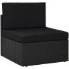 Loungegrupp för trädgården 9 delar konstrotting svart vidaXL – miniatyr 2