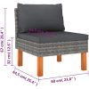 Loungegrupp för trädgården 9 delar med dynor konstrotting grå vidaXL – miniatyr 9