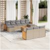 Loungegrupp för trädgården m. dynor 11 delar beige konstrotting vidaXL – miniatyr 1