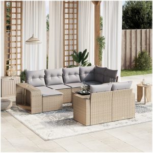 Loungegrupp för trädgården m. dynor 11 delar beige konstrotting vidaXL