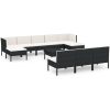 Loungegrupp för trädgården m dynor 11 delar konstrotting svart vidaXL – miniatyr 2