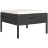 Loungegrupp för trädgården m dynor 11 delar konstrotting svart vidaXL – miniatyr 3