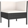 Loungegrupp för trädgården m dynor 11 delar konstrotting svart vidaXL – miniatyr 5