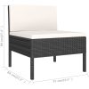 Loungegrupp för trädgården m dynor 11 delar konstrotting svart vidaXL – miniatyr 10