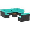 Loungegrupp för trädgården m dynor 12 delar svart konstrotting vidaXL – miniatyr 2