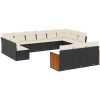 Loungegrupp för trädgården m dynor 13 delar svart konstrotting vidaXL – miniatyr 2