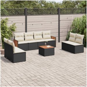 Loungegrupp för trädgården m dynor 9 delar svart konstrottning vidaXL