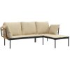 Loungegrupp för trädgården med beige dynor 3 delar konstrotting vidaXL – miniatyr 5