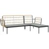 Loungegrupp för trädgården med beige dynor 3 delar konstrotting vidaXL – miniatyr 6