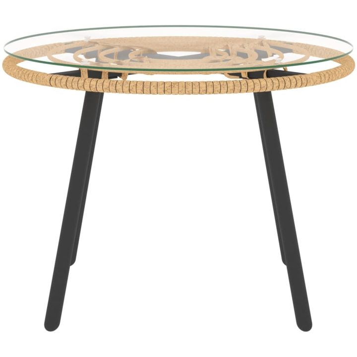 Loungegrupp för trädgården med beige dynor 3 delar konstrotting vidaXL – bild 9