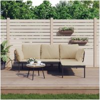 Loungegrupp för trädgården med beige dynor 3 delar konstrotting vidaXL