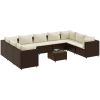 Loungegrupp för trädgården med dynor 10 delar konstrotting brun vidaXL – miniatyr 2