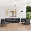 Loungegrupp för trädgården med dynor 10 delar konstrotting grå vidaXL – miniatyr 1