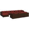 Loungegrupp för trädgården med dynor 10delar brun konstrotting vidaXL – miniatyr 2