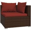 Loungegrupp för trädgården med dynor 10delar brun konstrotting vidaXL – miniatyr 5