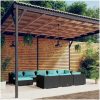 Loungegrupp för trädgården med dynor 10delar konstrotting svart vidaXL – miniatyr 1