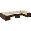 Loungegrupp för trädgården med dynor 11 delar konstrotting brun vidaXL – miniatyr 2