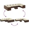 Loungegrupp för trädgården med dynor 11 delar konstrotting brun vidaXL – miniatyr 6