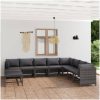 Loungegrupp för trädgården med dynor 11 delar konstrotting grå vidaXL – miniatyr 1
