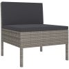 Loungegrupp för trädgården med dynor 14 delar konstrotting grå vidaXL – miniatyr 5
