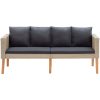 Loungegrupp för trädgården med dynor 2 delar konstrotting beige vidaXL – miniatyr 3