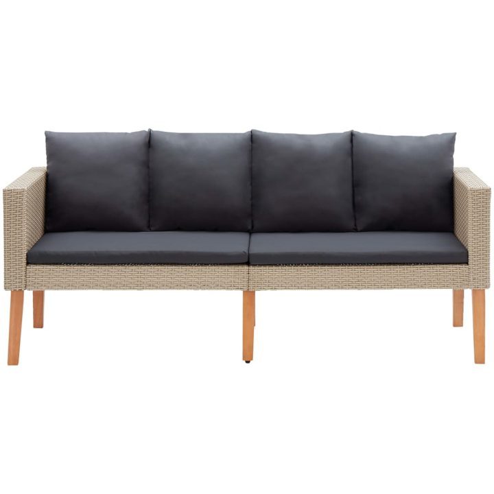 Loungegrupp för trädgården med dynor 2 delar konstrotting beige vidaXL – bild 3